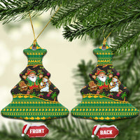 Jamaica Christmas Ceramic Ornament with Rasta Santa Snowman Gingerbread Drummer Palm Trees and Green Yellow Knit Pattern Design - Wonder Print Shop