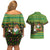 Jamaica Christmas Couples Matching Off Shoulder Short Dress and Hawaiian Shirt with Rasta Santa Snowman Gingerbread Drummer Palm Trees and Green Yellow Knit Pattern Design - Wonder Print Shop
