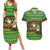 Jamaica Christmas Couples Matching Summer Maxi Dress and Hawaiian Shirt with Rasta Santa Snowman Gingerbread Drummer Palm Trees and Green Yellow Knit Pattern Design - Wonder Print Shop