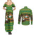 Jamaica Christmas Couples Matching Summer Maxi Dress and Long Sleeve Button Shirt with Rasta Santa Snowman Gingerbread Drummer Palm Trees and Green Yellow Knit Pattern Design - Wonder Print Shop
