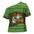 Jamaica Christmas Cross Shoulder Shirt with Rasta Santa Snowman Gingerbread Drummer Palm Trees and Green Yellow Knit Pattern Design - Wonder Print Shop