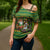 Jamaica Christmas Cross Shoulder Shirt with Rasta Santa Snowman Gingerbread Drummer Palm Trees and Green Yellow Knit Pattern Design - Wonder Print Shop
