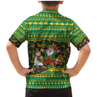 Jamaica Christmas Family Matching Mermaid Dress and Hawaiian Shirt with Rasta Santa Snowman Gingerbread Drummer Palm Trees and Green Yellow Knit Pattern Design - Wonder Print Shop