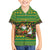 Jamaica Christmas Family Matching Off The Shoulder Long Sleeve Dress and Hawaiian Shirt with Rasta Santa Snowman Gingerbread Drummer Palm Trees and Green Yellow Knit Pattern Design - Wonder Print Shop