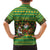 Jamaica Christmas Family Matching Off Shoulder Maxi Dress and Hawaiian Shirt with Rasta Santa Snowman Gingerbread Drummer Palm Trees and Green Yellow Knit Pattern Design - Wonder Print Shop