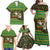 Jamaica Christmas Family Matching Off Shoulder Maxi Dress and Hawaiian Shirt with Rasta Santa Snowman Gingerbread Drummer Palm Trees and Green Yellow Knit Pattern Design - Wonder Print Shop