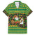 Jamaica Christmas Family Matching Off Shoulder Maxi Dress and Hawaiian Shirt with Rasta Santa Snowman Gingerbread Drummer Palm Trees and Green Yellow Knit Pattern Design - Wonder Print Shop