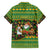Jamaica Christmas Family Matching Off Shoulder Maxi Dress and Hawaiian Shirt with Rasta Santa Snowman Gingerbread Drummer Palm Trees and Green Yellow Knit Pattern Design - Wonder Print Shop