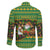 Jamaica Christmas Family Matching Off Shoulder Maxi Dress and Hawaiian Shirt with Rasta Santa Snowman Gingerbread Drummer Palm Trees and Green Yellow Knit Pattern Design - Wonder Print Shop