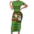 Jamaica Christmas Family Matching Short Sleeve Bodycon Dress and Hawaiian Shirt with Rasta Santa Snowman Gingerbread Drummer Palm Trees and Green Yellow Knit Pattern Design - Wonder Print Shop