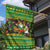 Jamaica Christmas Garden Flag with Rasta Santa Snowman Gingerbread Drummer Palm Trees and Green Yellow Knit Pattern Design - Wonder Print Shop