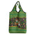 Jamaica Christmas Grocery Bag with Rasta Santa Snowman Gingerbread Drummer Palm Trees and Green Yellow Knit Pattern Design - Wonder Print Shop