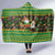 Jamaica Christmas Hooded Blanket with Rasta Santa Snowman Gingerbread Drummer Palm Trees and Green Yellow Knit Pattern Design - Wonder Print Shop