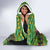 Jamaica Christmas Hooded Blanket with Rasta Santa Snowman Gingerbread Drummer Palm Trees and Green Yellow Knit Pattern Design - Wonder Print Shop