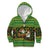 Jamaica Christmas Kid Hoodie with Rasta Santa Snowman Gingerbread Drummer Palm Trees and Green Yellow Knit Pattern Design - Wonder Print Shop