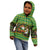 Jamaica Christmas Kid Hoodie with Rasta Santa Snowman Gingerbread Drummer Palm Trees and Green Yellow Knit Pattern Design - Wonder Print Shop