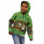 Jamaica Christmas Kid Hoodie with Rasta Santa Snowman Gingerbread Drummer Palm Trees and Green Yellow Knit Pattern Design - Wonder Print Shop