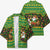 Jamaica Christmas Kimono with Rasta Santa Snowman Gingerbread Drummer Palm Trees and Green Yellow Knit Pattern Design - Wonder Print Shop