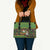 Jamaica Christmas Leather Bag with Rasta Santa Snowman Gingerbread Drummer Palm Trees and Green Yellow Knit Pattern Design - Wonder Print Shop