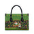 Jamaica Christmas Leather Bag with Rasta Santa Snowman Gingerbread Drummer Palm Trees and Green Yellow Knit Pattern Design - Wonder Print Shop