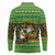 Jamaica Christmas Long Sleeve Polo Shirt with Rasta Santa Snowman Gingerbread Drummer Palm Trees and Green Yellow Knit Pattern Design - Wonder Print Shop