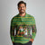 Jamaica Christmas Long Sleeve Polo Shirt with Rasta Santa Snowman Gingerbread Drummer Palm Trees and Green Yellow Knit Pattern Design - Wonder Print Shop