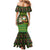 Jamaica Christmas Mermaid Dress with Rasta Santa Snowman Gingerbread Drummer Palm Trees and Green Yellow Knit Pattern Design - Wonder Print Shop