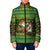 Jamaica Christmas Padded Jacket with Rasta Santa Snowman Gingerbread Drummer Palm Trees and Green Yellow Knit Pattern Design - Wonder Print Shop