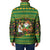 Jamaica Christmas Padded Jacket with Rasta Santa Snowman Gingerbread Drummer Palm Trees and Green Yellow Knit Pattern Design - Wonder Print Shop