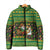 Jamaica Christmas Padded Jacket with Rasta Santa Snowman Gingerbread Drummer Palm Trees and Green Yellow Knit Pattern Design - Wonder Print Shop
