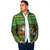 Jamaica Christmas Padded Jacket with Rasta Santa Snowman Gingerbread Drummer Palm Trees and Green Yellow Knit Pattern Design - Wonder Print Shop