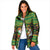 Jamaica Christmas Padded Jacket with Rasta Santa Snowman Gingerbread Drummer Palm Trees and Green Yellow Knit Pattern Design - Wonder Print Shop