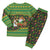 Jamaica Christmas Pajama Set with Rasta Santa Snowman Gingerbread Drummer Palm Trees and Green Yellow Knit Pattern Design - Wonder Print Shop
