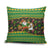 Jamaica Christmas Pillow Cover with Rasta Santa Snowman Gingerbread Drummer Palm Trees and Green Yellow Knit Pattern Design - Wonder Print Shop