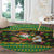 Jamaica Christmas Round Carpet with Rasta Santa Snowman Gingerbread Drummer Palm Trees and Green Yellow Knit Pattern Design - Wonder Print Shop