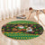 Jamaica Christmas Round Carpet with Rasta Santa Snowman Gingerbread Drummer Palm Trees and Green Yellow Knit Pattern Design - Wonder Print Shop