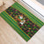 Jamaica Christmas Rubber Doormat with Rasta Santa Snowman Gingerbread Drummer Palm Trees and Green Yellow Knit Pattern Design - Wonder Print Shop