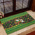 Jamaica Christmas Rubber Doormat with Rasta Santa Snowman Gingerbread Drummer Palm Trees and Green Yellow Knit Pattern Design - Wonder Print Shop