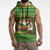 Jamaica Christmas Sleeveless Hoodie with Rasta Santa Snowman Gingerbread Drummer Palm Trees and Green Yellow Knit Pattern Design - Wonder Print Shop
