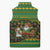 Jamaica Christmas Sleeveless Puffer Jacket with Rasta Santa Snowman Gingerbread Drummer Palm Trees and Green Yellow Knit Pattern Design - Wonder Print Shop