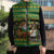 Jamaica Christmas Sleeveless Puffer Jacket with Rasta Santa Snowman Gingerbread Drummer Palm Trees and Green Yellow Knit Pattern Design - Wonder Print Shop