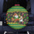 Jamaica Christmas Spare Tire Cover with Rasta Santa Snowman Gingerbread Drummer Palm Trees and Green Yellow Knit Pattern Design - Wonder Print Shop