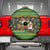 Jamaica Christmas Spare Tire Cover with Rasta Santa Snowman Gingerbread Drummer Palm Trees and Green Yellow Knit Pattern Design - Wonder Print Shop