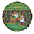 Jamaica Christmas Spare Tire Cover with Rasta Santa Snowman Gingerbread Drummer Palm Trees and Green Yellow Knit Pattern Design - Wonder Print Shop