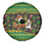 Jamaica Christmas Spare Tire Cover with Rasta Santa Snowman Gingerbread Drummer Palm Trees and Green Yellow Knit Pattern Design - Wonder Print Shop