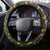 Jamaica Christmas Steering Wheel Cover with Rasta Santa Snowman Gingerbread Drummer Palm Trees and Green Yellow Knit Pattern Design - Wonder Print Shop