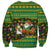 Jamaica Christmas Sweatshirt with Rasta Santa Snowman Gingerbread Drummer Palm Trees and Green Yellow Knit Pattern Design - Wonder Print Shop