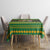 Jamaica Christmas Tablecloth with Rasta Santa Snowman Gingerbread Drummer Palm Trees and Green Yellow Knit Pattern Design - Wonder Print Shop
