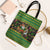 Jamaica Christmas Tote Bag with Rasta Santa Snowman Gingerbread Drummer Palm Trees and Green Yellow Knit Pattern Design - Wonder Print Shop