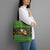 Jamaica Christmas Tote Bag with Rasta Santa Snowman Gingerbread Drummer Palm Trees and Green Yellow Knit Pattern Design - Wonder Print Shop